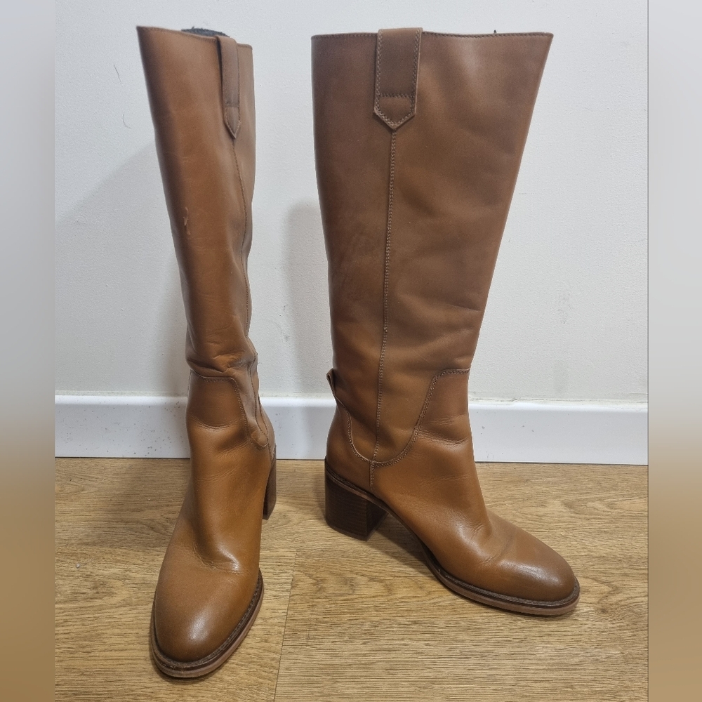 Elegant Brown Leather Knee-High Boots